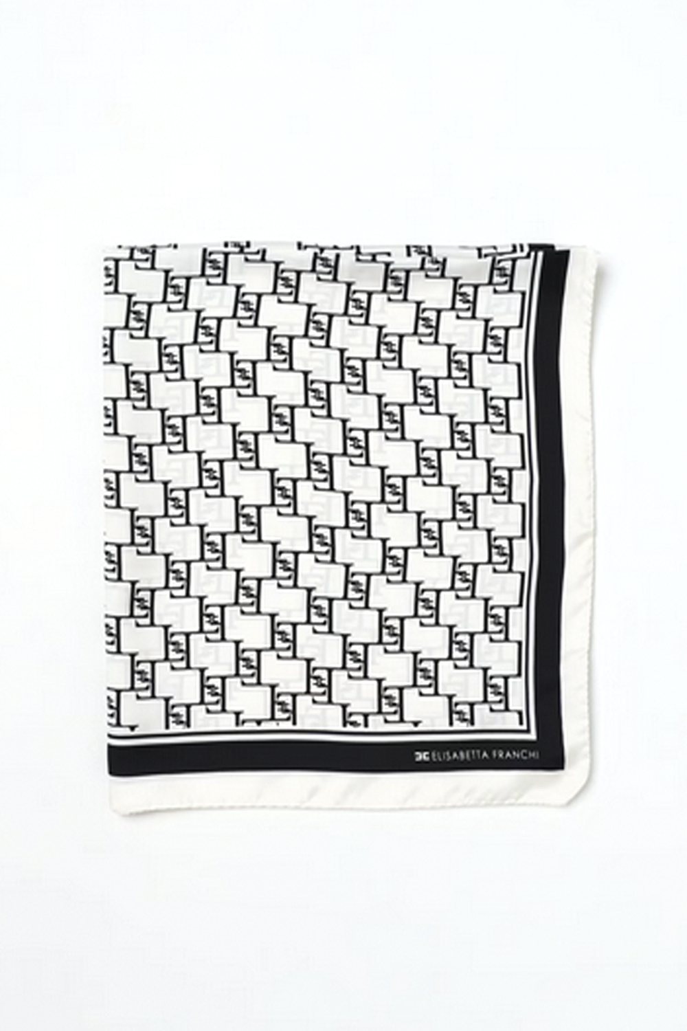 ELISABETTA FRANCHI Elisabetta Franchi silk twill scarf foulard with check print Black / White