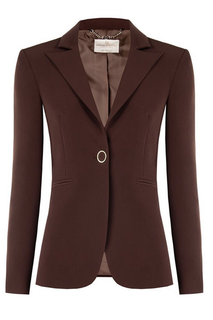 RINASCIMENTO Rinascimento blazer jas met dubbele rij knopen chocoladebruin / BRUIN