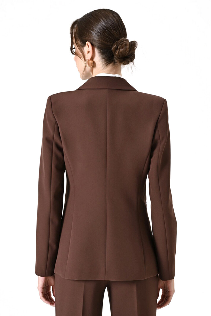 RINASCIMENTO Rinascimento blazer jas met dubbele rij knopen chocoladebruin / BRUIN