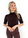 RINASCIMENTO Rinascimento colletje met korte mouw / turtleneck top chocoladebruin / BRUIN