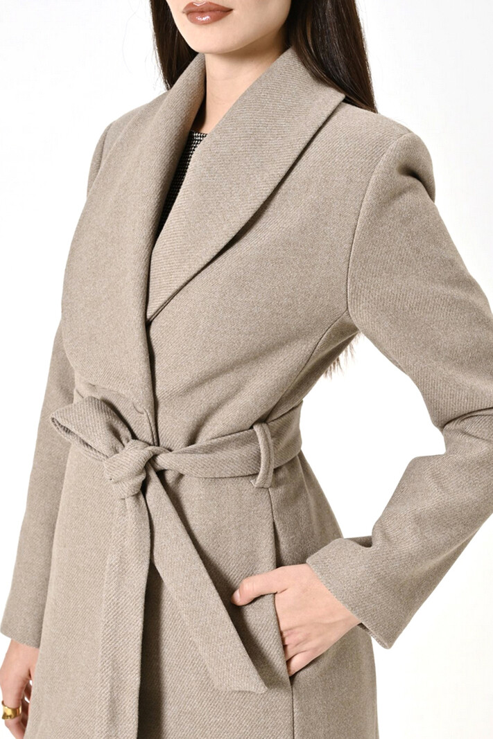 RINASCIMENTO Rinascimento long coat with double row of buttons BEIGE