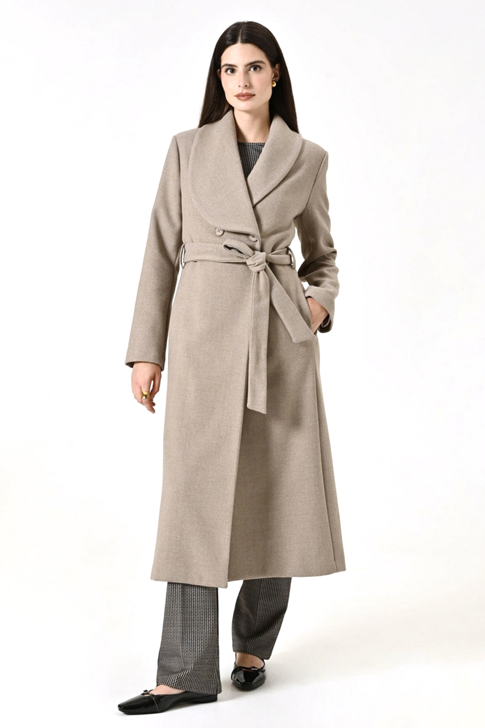 RINASCIMENTO Rinascimento long coat with double row of buttons BEIGE