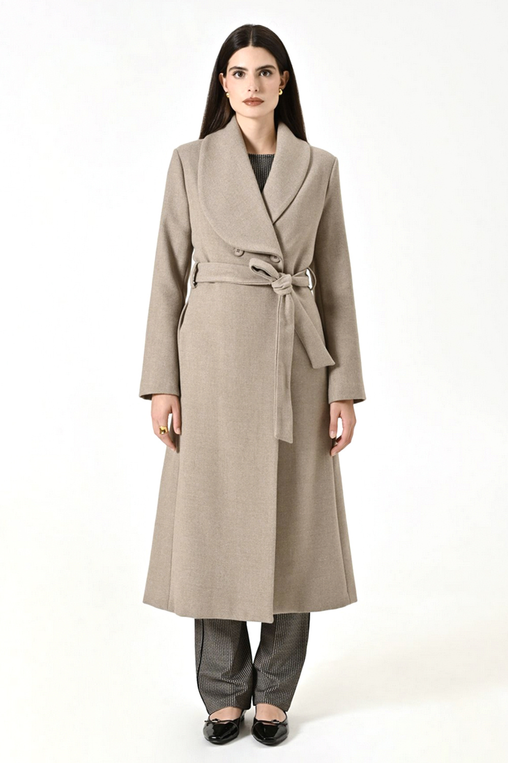 RINASCIMENTO Rinascimento long coat with double row of buttons BEIGE