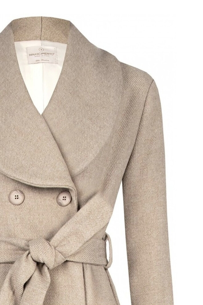RINASCIMENTO Rinascimento lange manteljas met dubbele rij knopen BEIGE