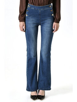 RINASCIMENTO Rinascimento flared stretch jeans with gold buttons BLUE