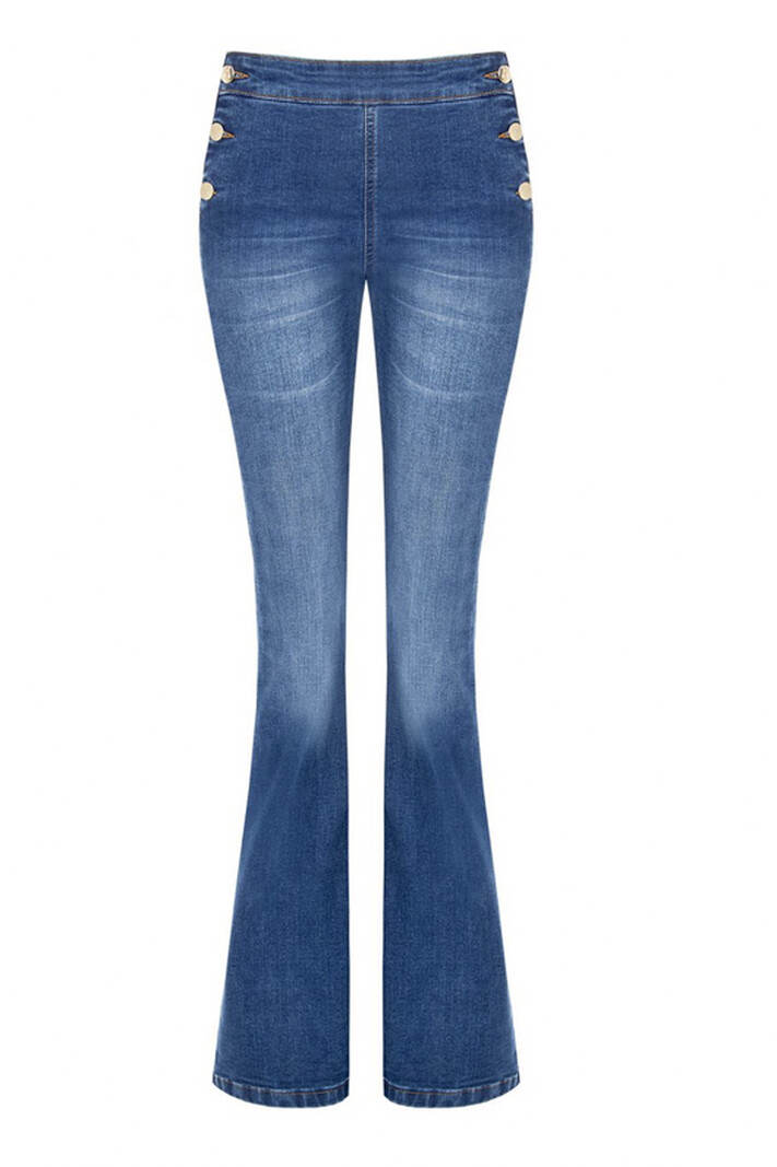 RINASCIMENTO Rinascimento flaired jeans strech met gouden knopen BLAUW