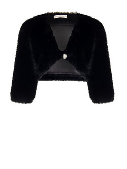 RINASCIMENTO Rinascimento faux fur bolero / short fur jacket with glitter detail BLACK