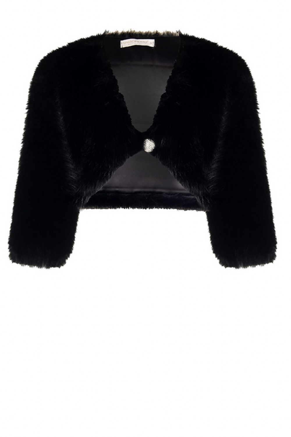 RINASCIMENTO Rinascimento faux fur bolero / short fur jacket with glitter detail BLACK