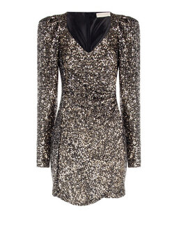 RINASCIMENTO Rinascimento glitter jurk met v hals en pailletten allover Goud  / BRUIN