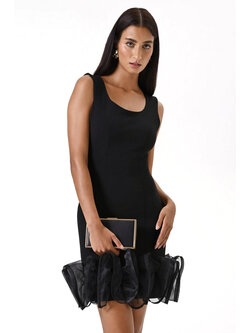 RINASCIMENTO Rinascimento cocktail/party dress with ruffles at the bottom BLACK