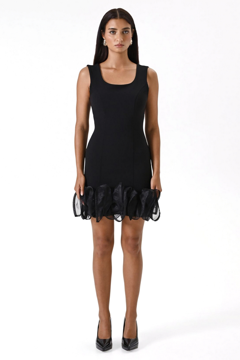 RINASCIMENTO Rinascimento cocktail/party dress with ruffles at the bottom BLACK