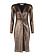 RINASCIMENTO Rinascimento party dress with V-neck in glitter fabric Gold / BROWN