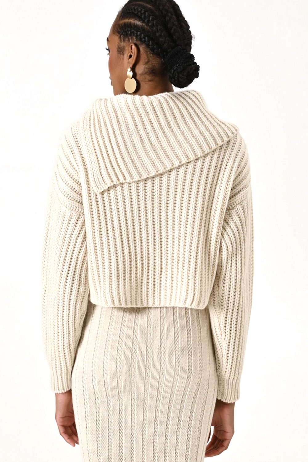 RINASCIMENTO Rinascimento knitted jumper with attractive wide collar and buttons CREAM WHITE