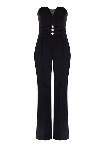 RINASCIMENTO Rinascimento Jumpsuit with gold button detail BLACK