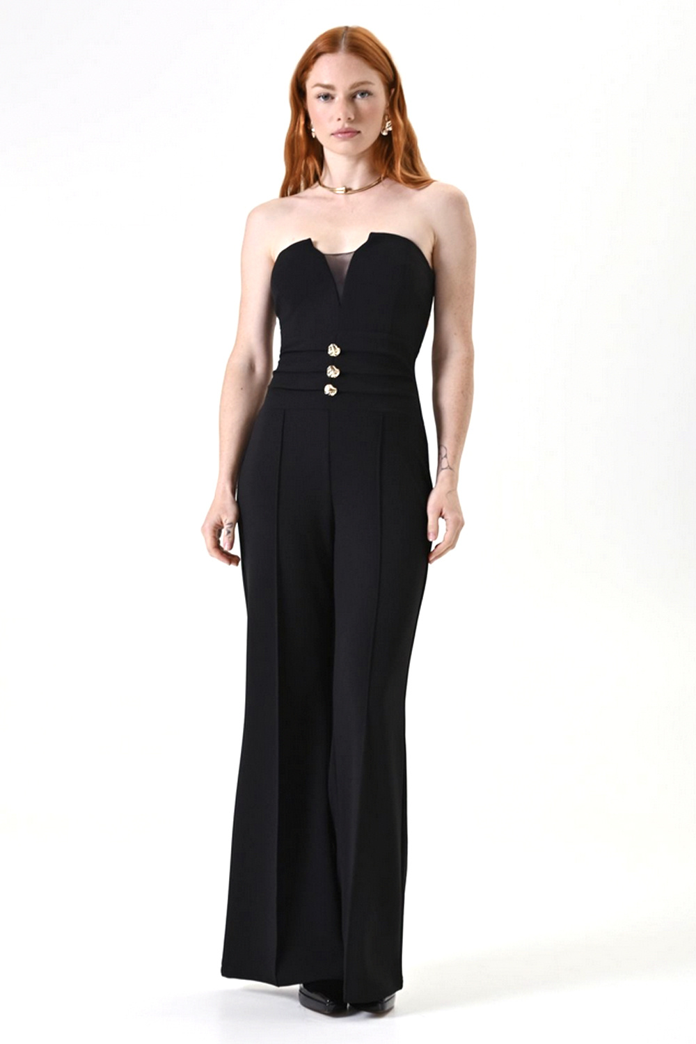 RINASCIMENTO Rinascimento Jumpsuit with gold button detail BLACK