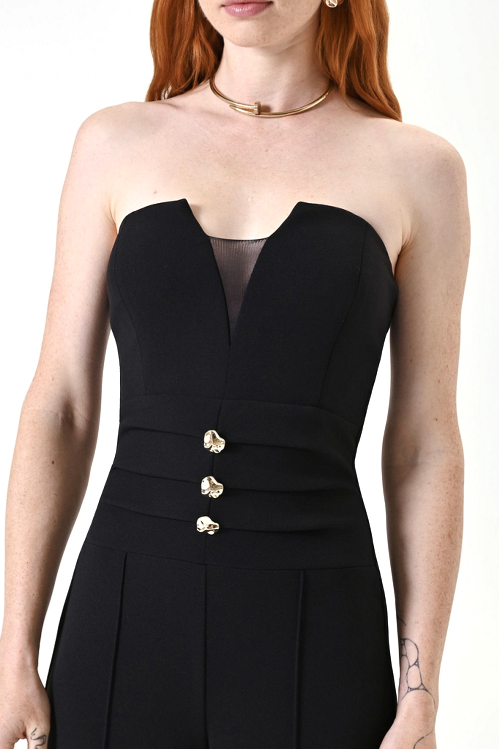 RINASCIMENTO Rinascimento Jumpsuit with gold button detail BLACK
