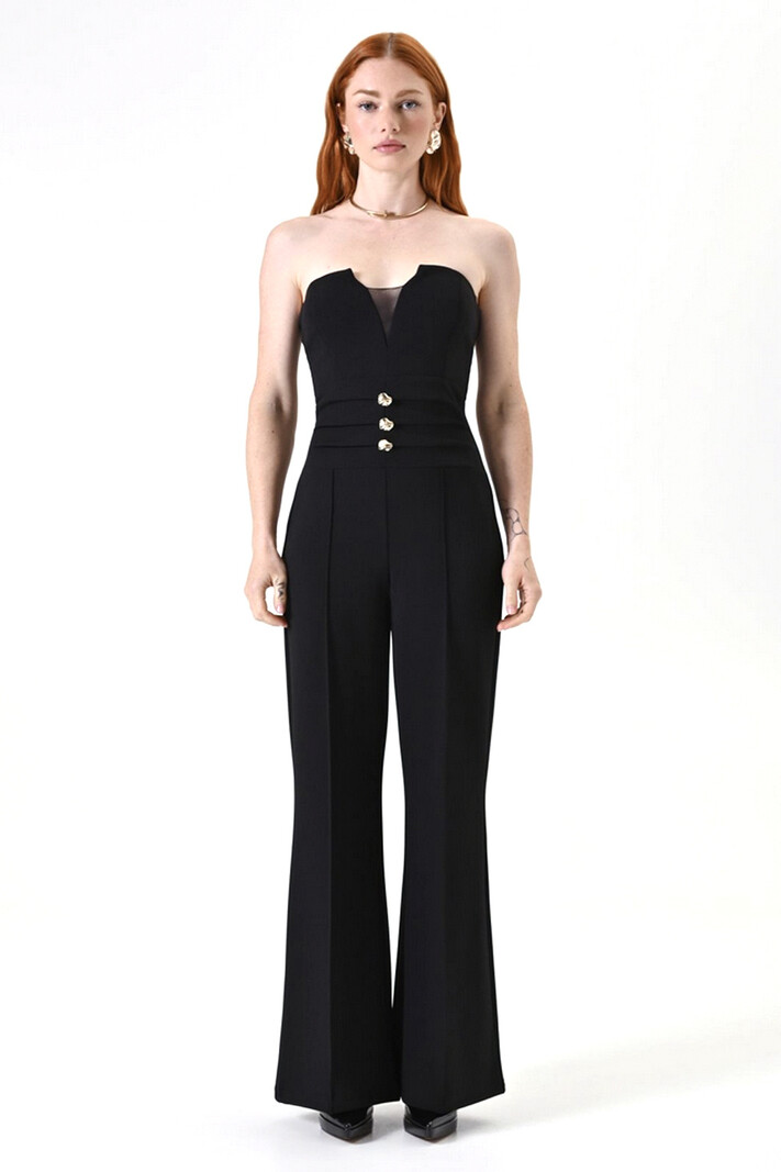 RINASCIMENTO Rinascimento Jumpsuit with gold button detail BLACK