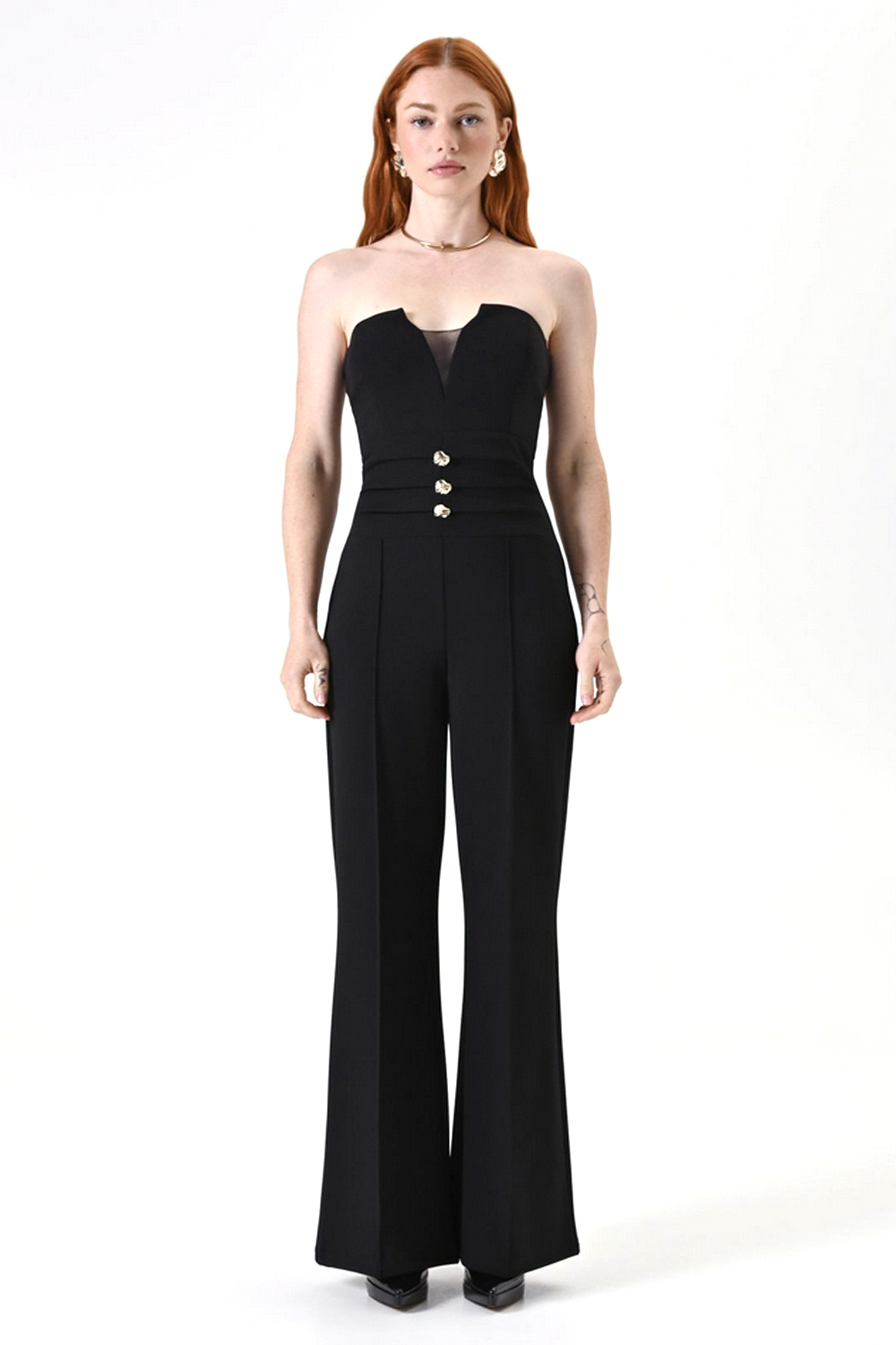 RINASCIMENTO Rinascimento Jumpsuit with gold button detail BLACK