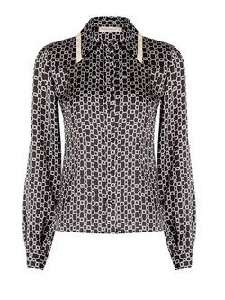 RINASCIMENTO Rinascimento satin-look blouse with chain print in beige/BLACK