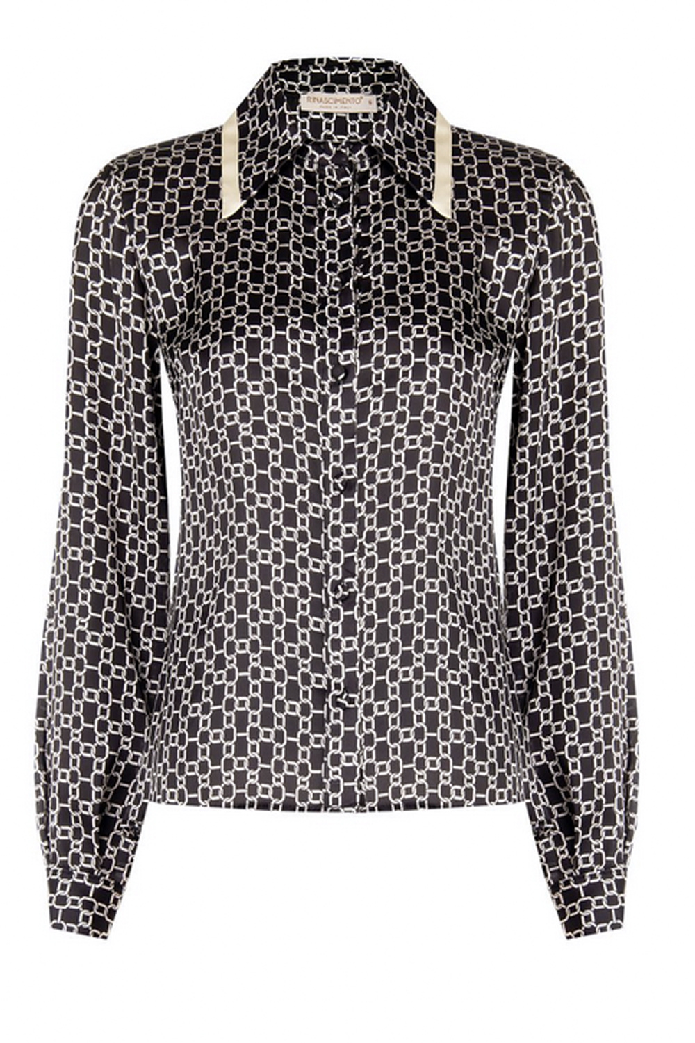 RINASCIMENTO Rinascimento satin-look blouse with chain print in beige / BLACK