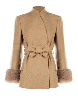 RINASCIMENTO Rinascimento coat with faux fur / imitation fur Beige / Camel