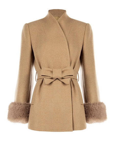 RINASCIMENTO Rinascimento mantel jas met fake fur / imitatiebont Beige / Camel