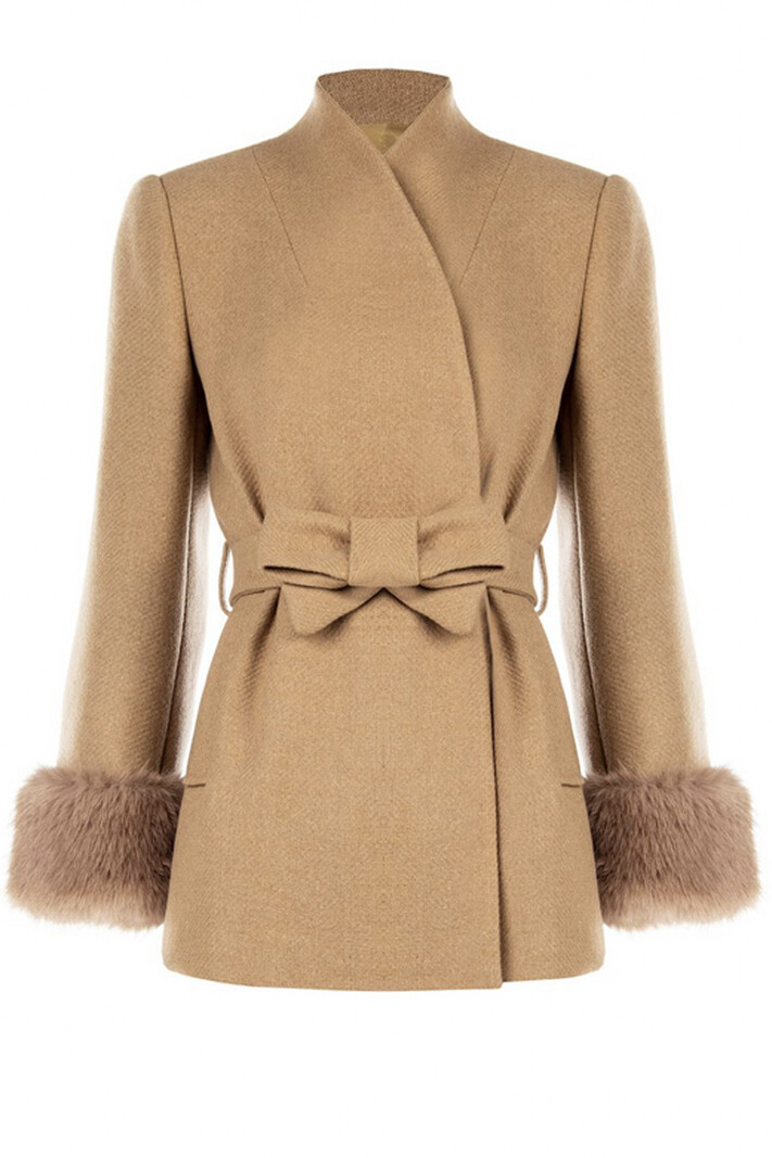 RINASCIMENTO Rinascimento mantel jas met fake fur / imitatiebont Beige / Camel