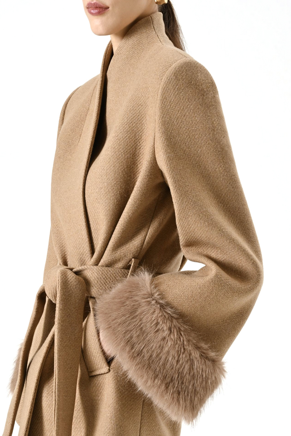RINASCIMENTO Rinascimento coat with faux fur / imitation fur Beige / Camel
