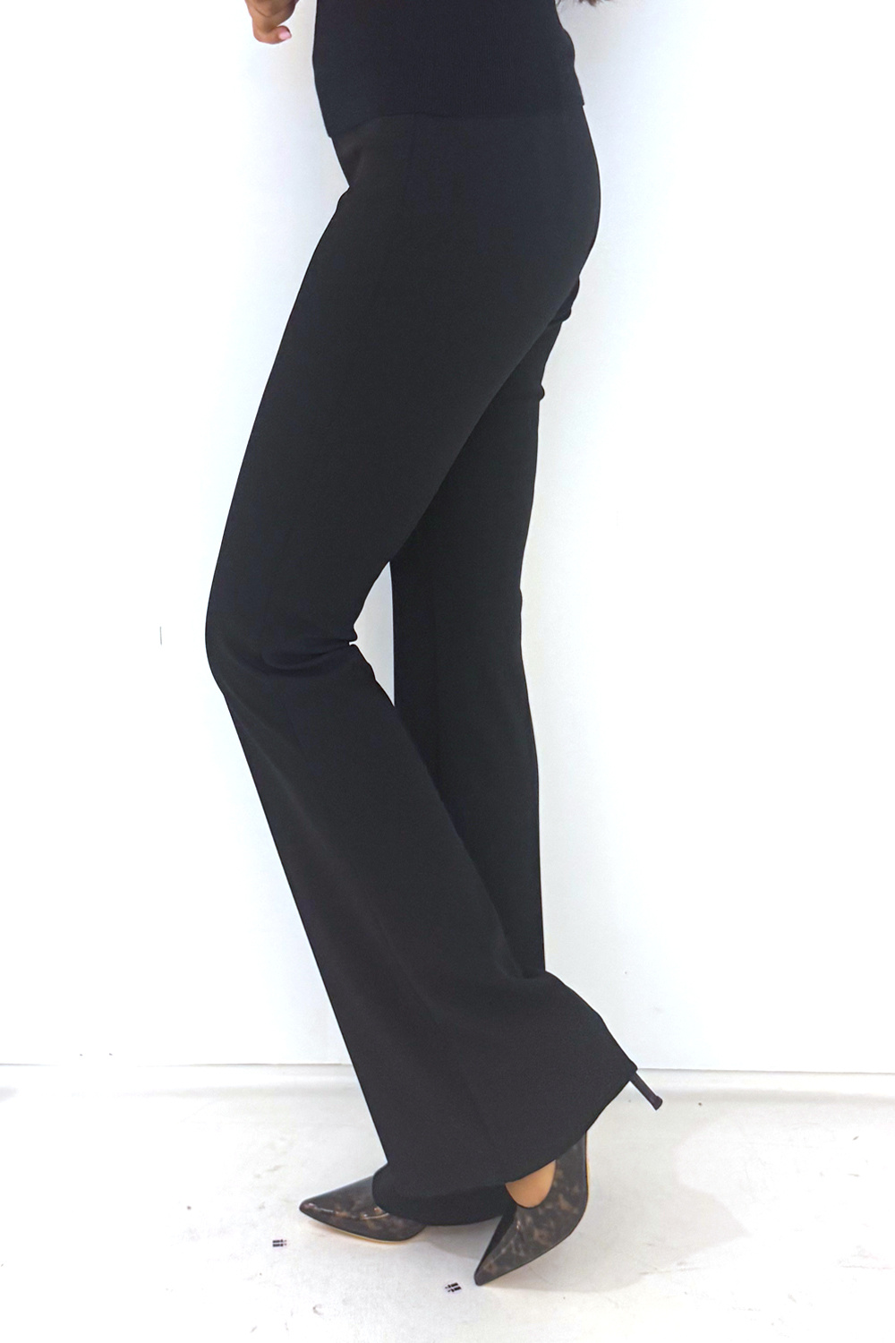 RINASCIMENTO Rinascimento flared trousers in stretch fabric BLACK