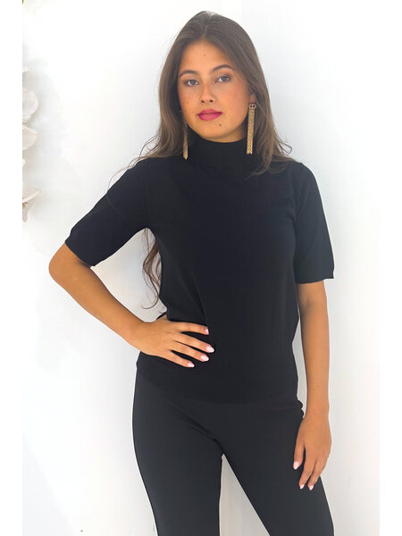 RINASCIMENTO Rinascimento turtleneck top with short sleeves BLACK