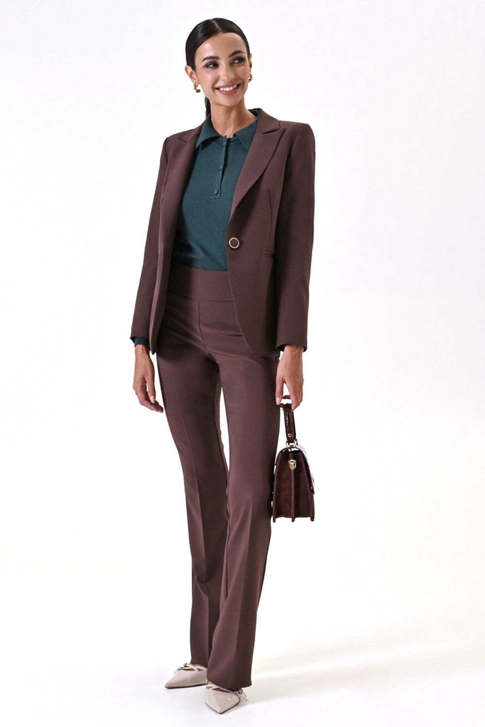 RINASCIMENTO Rinascimento flared trousers / pants chocolate brown / BROWN