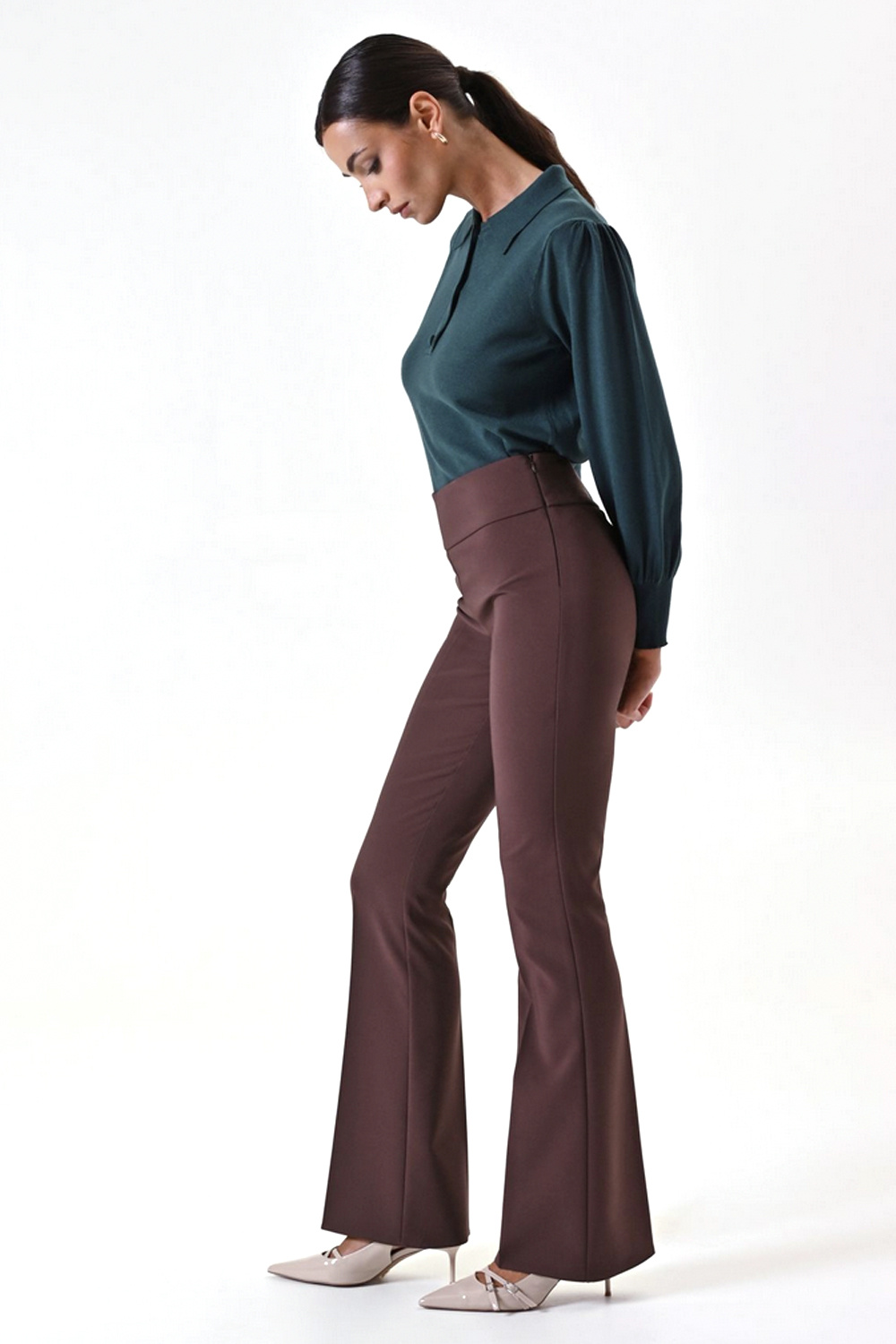 RINASCIMENTO Rinascimento flared trousers / pants chocolate brown / BROWN