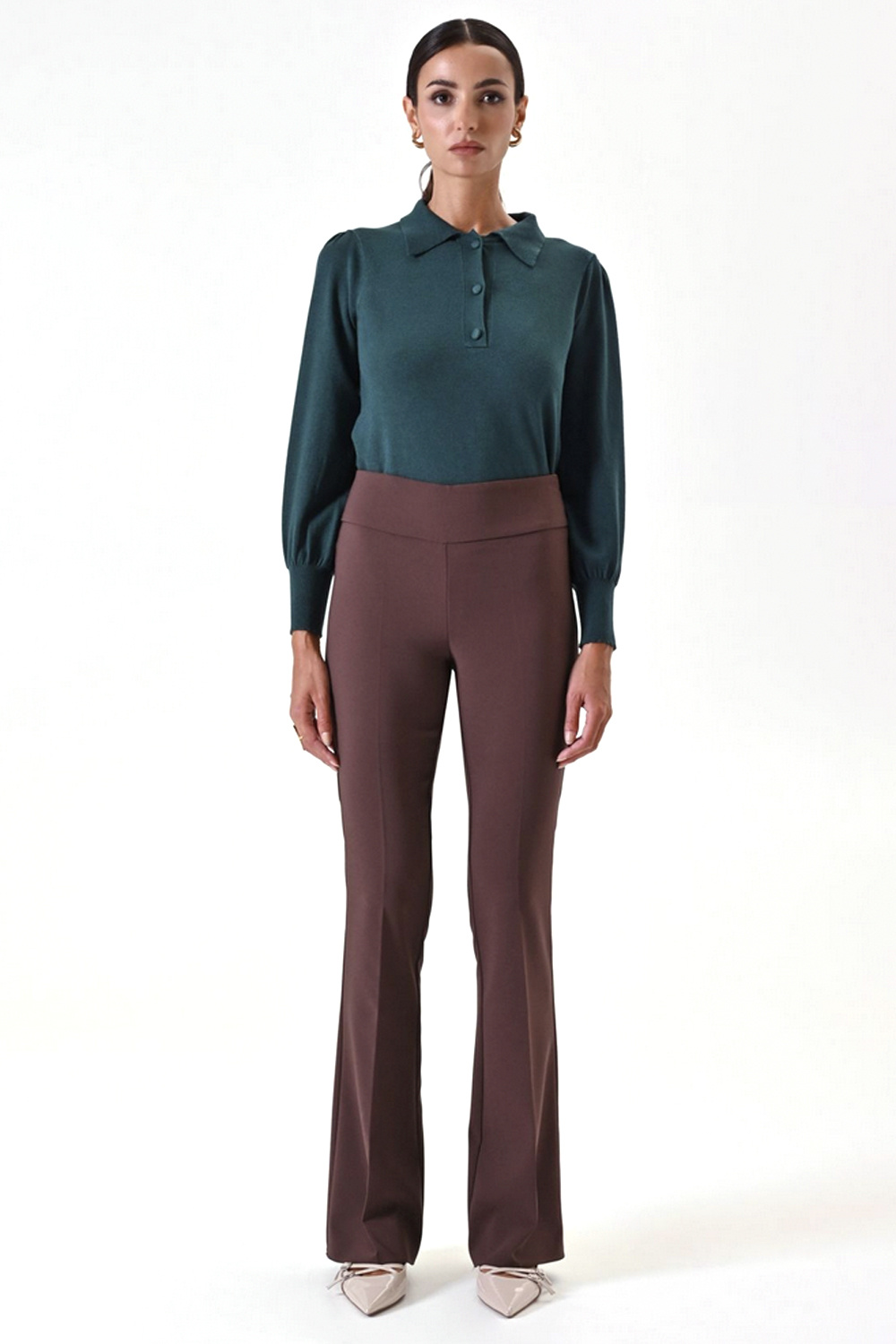 RINASCIMENTO Rinascimento flared trousers / pants chocolate brown / BROWN