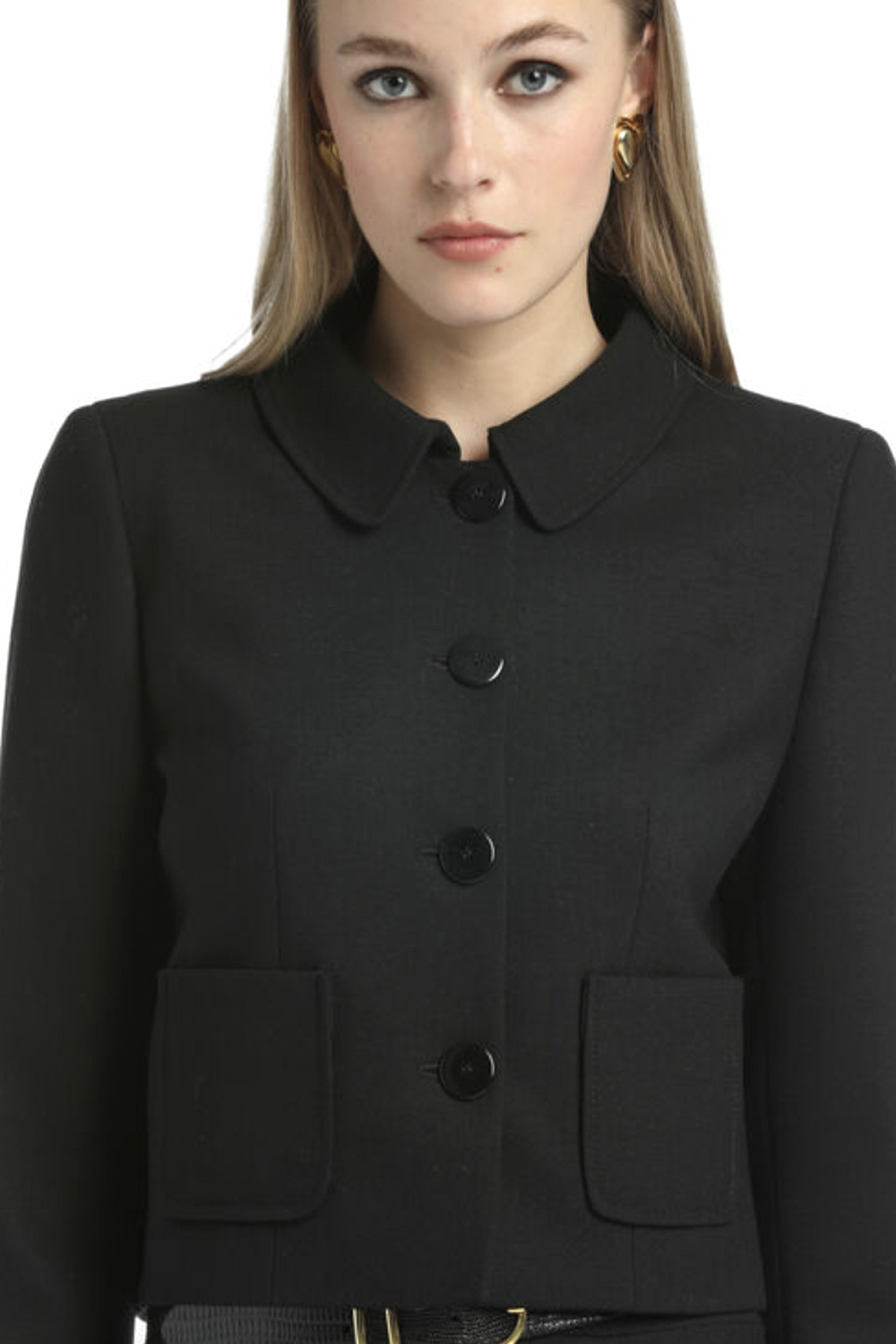 LUISA SPAGNOLI Luisa Spagnoli Sagri korte jas / blazer met zwarte lak knopen ZWART