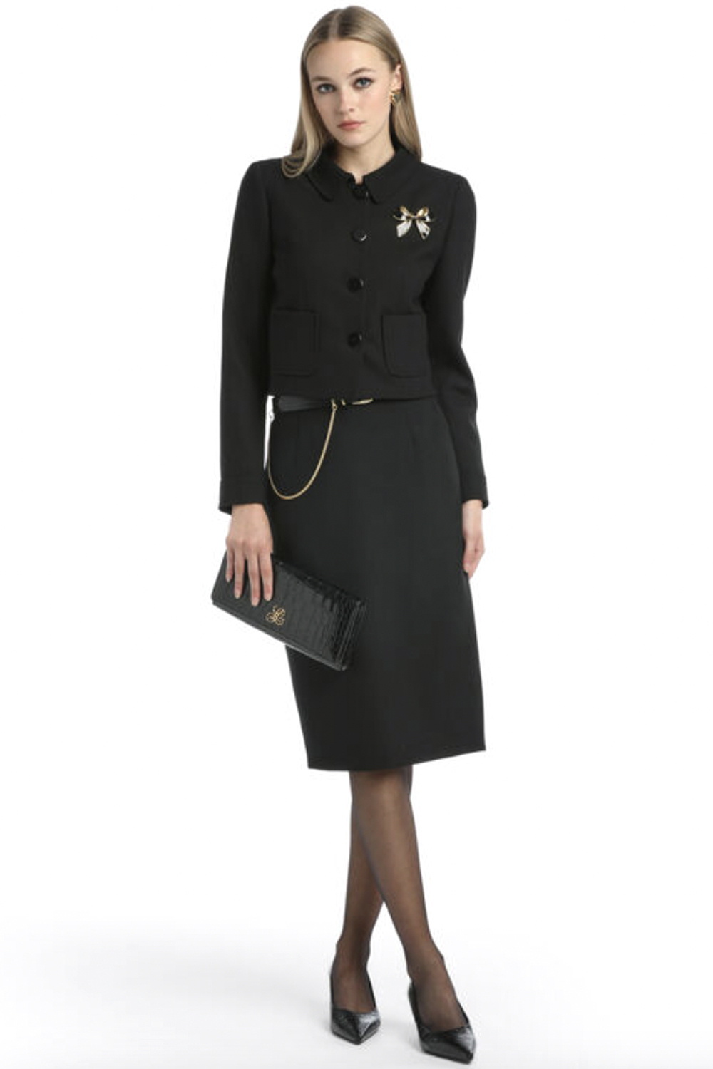 LUISA SPAGNOLI Luisa Spagnoli Sagri korte jas / blazer met zwarte lak knopen ZWART