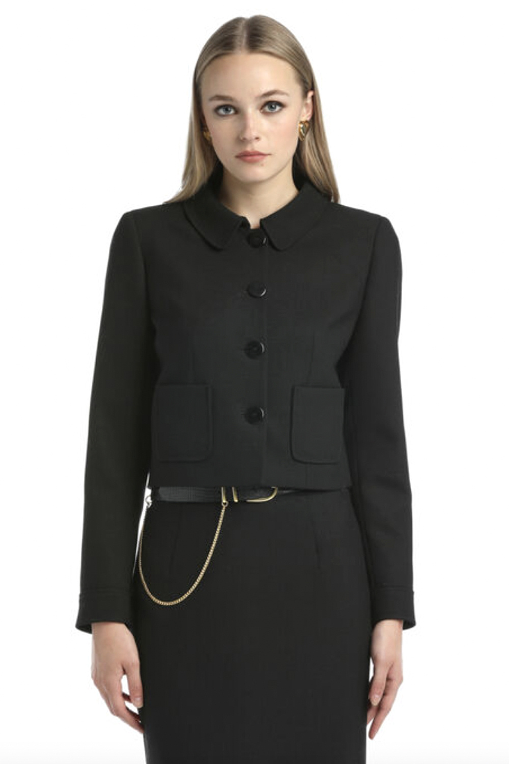 LUISA SPAGNOLI Luisa Spagnoli Sagri korte jas / blazer met zwarte lak knopen ZWART