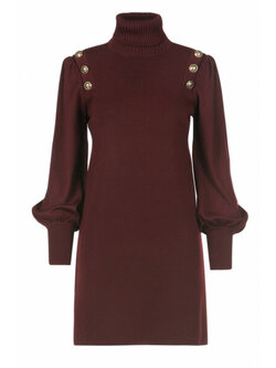 LUISA SPAGNOLI Luisa Spagnoli Moduno jurk met pofmouw en knopen diep ROOD