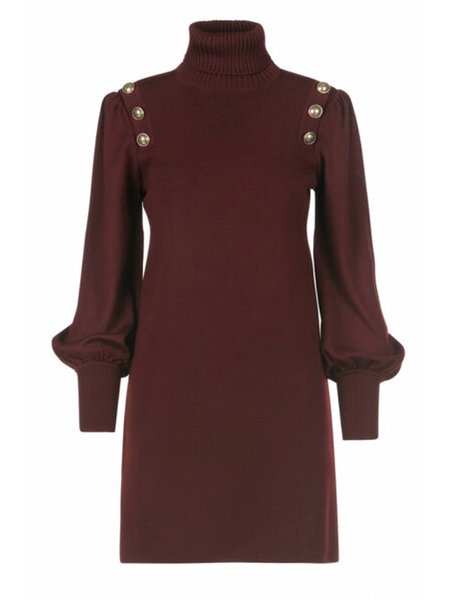 LUISA SPAGNOLI Luisa Spagnoli Moduno dress with puff sleeves and buttons, deep RED