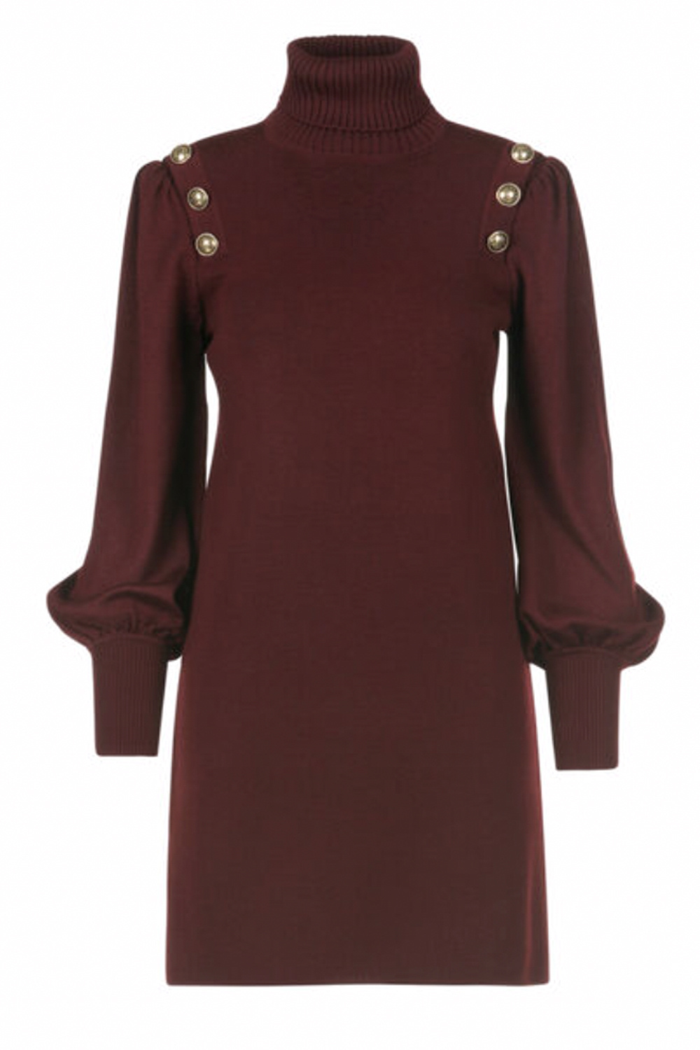 LUISA SPAGNOLI Luisa Spagnoli Moduno jurk met pofmouw en knopen diep ROOD