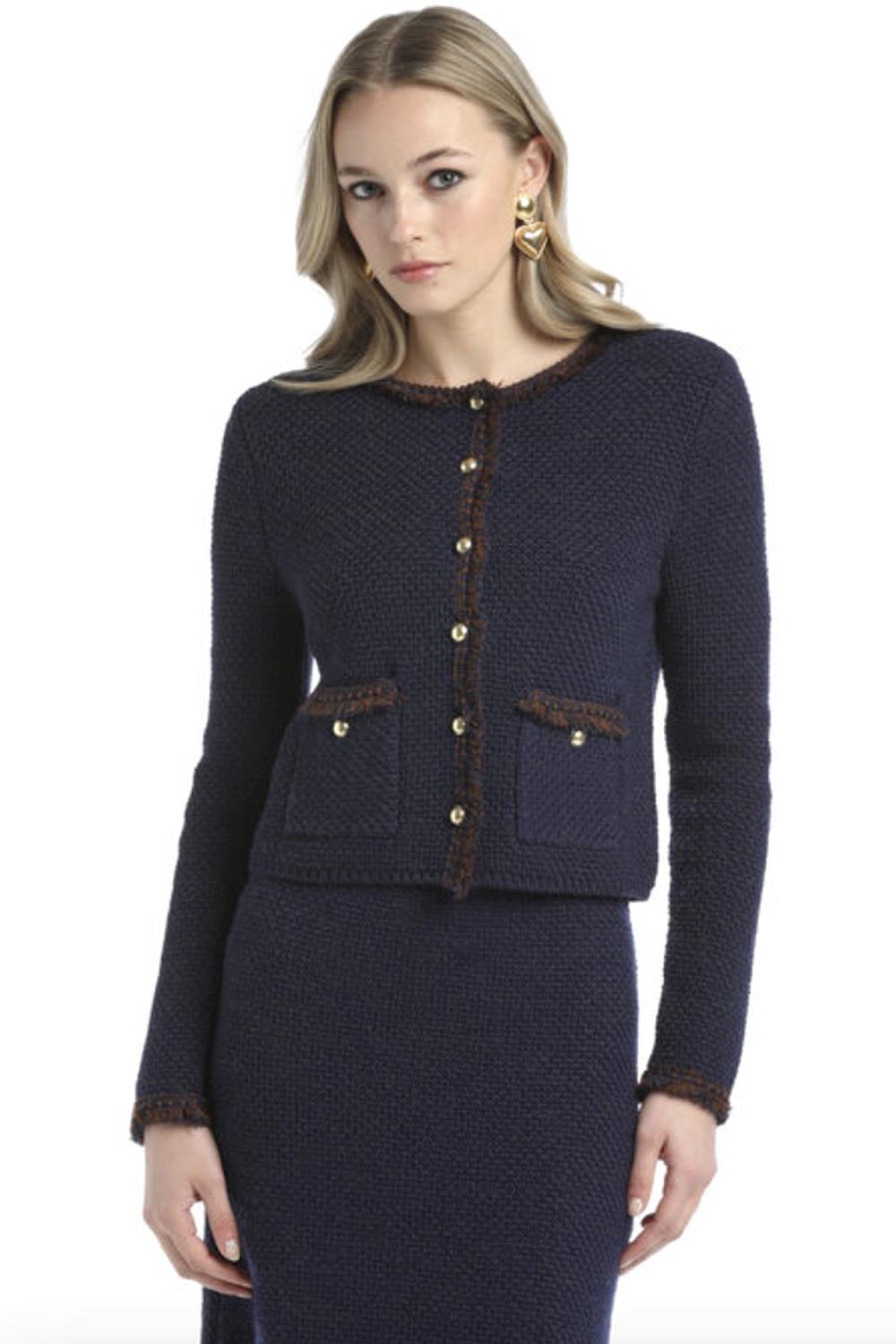 LUISA SPAGNOLI Luisa Spagnoli Minestra wollen blazer jas met gekleurde details DONKER BLAUW