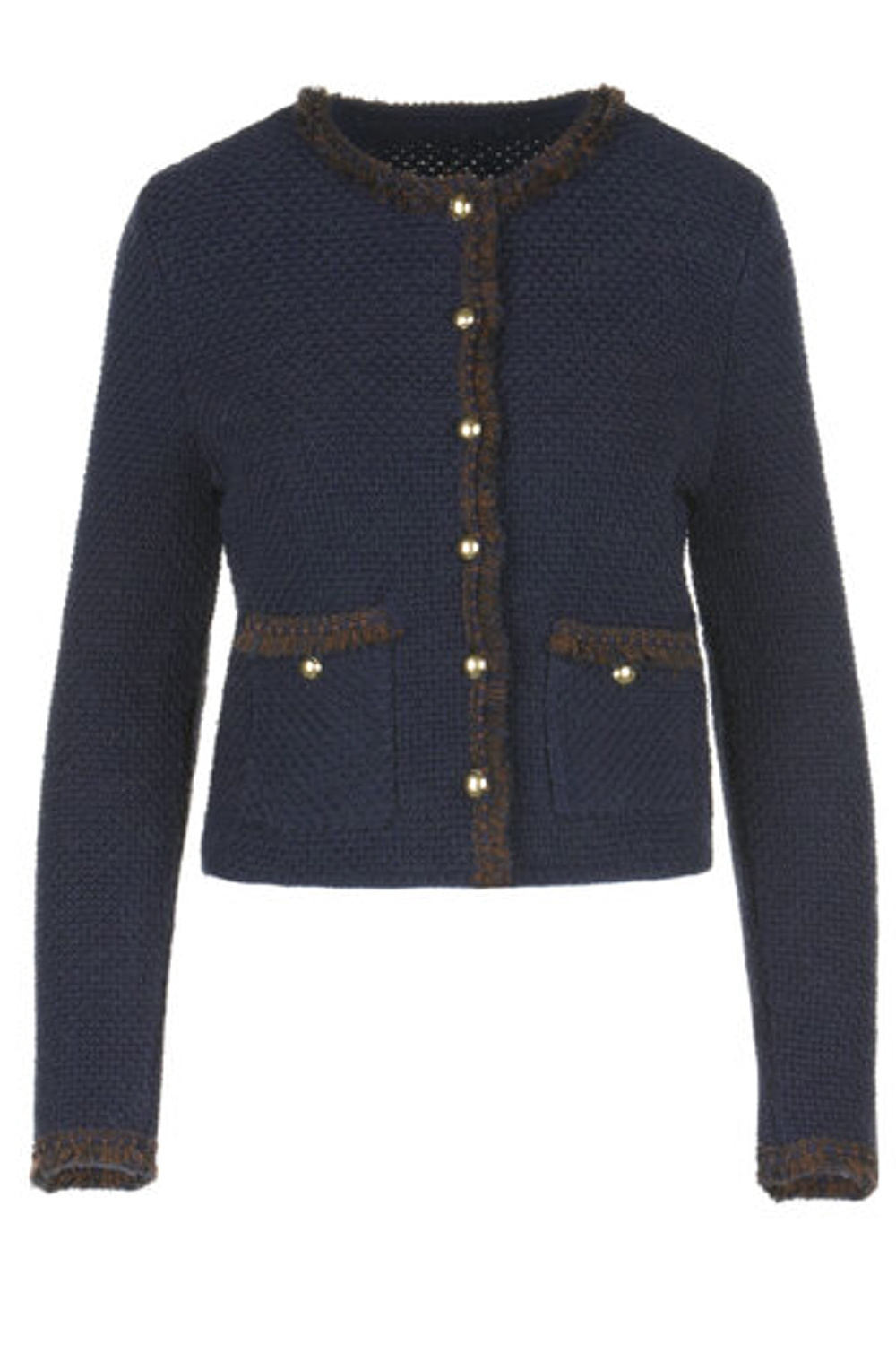 LUISA SPAGNOLI Luisa Spagnoli Minestra wollen blazer jas met gekleurde details DONKER BLAUW