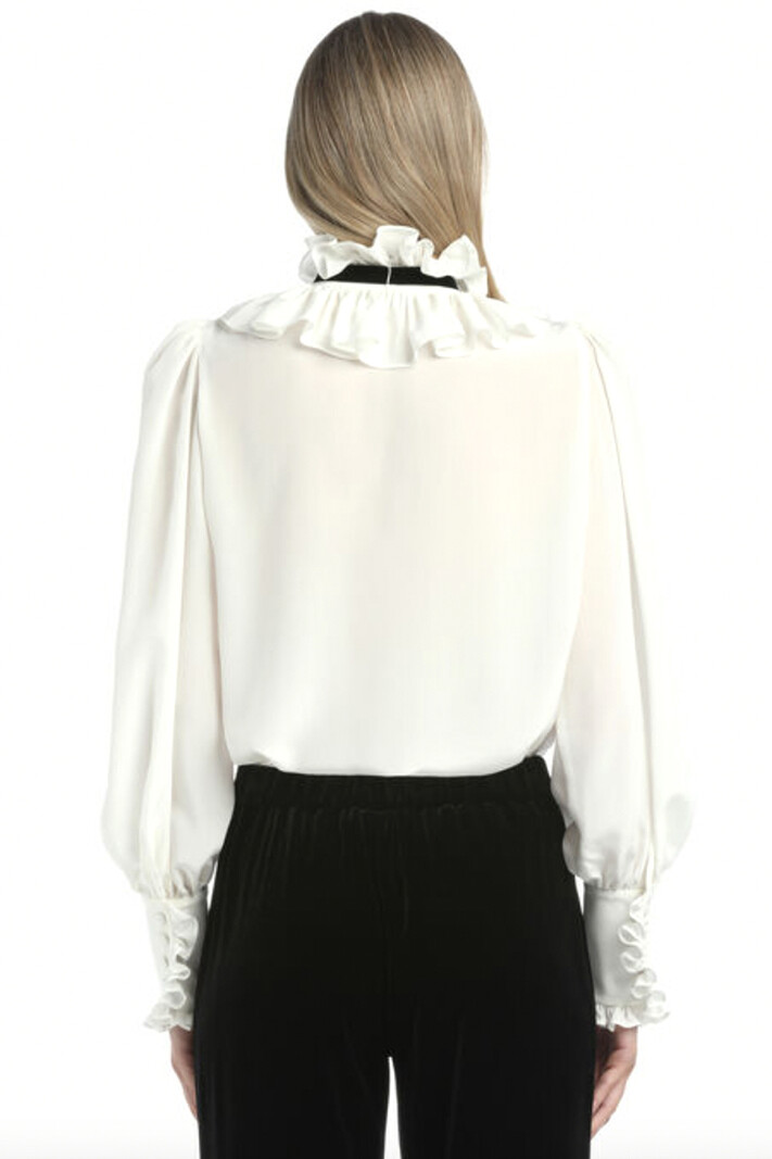 LUISA SPAGNOLI Luisa Spagnoli Lento blouse with ruffles and black bow WHITE