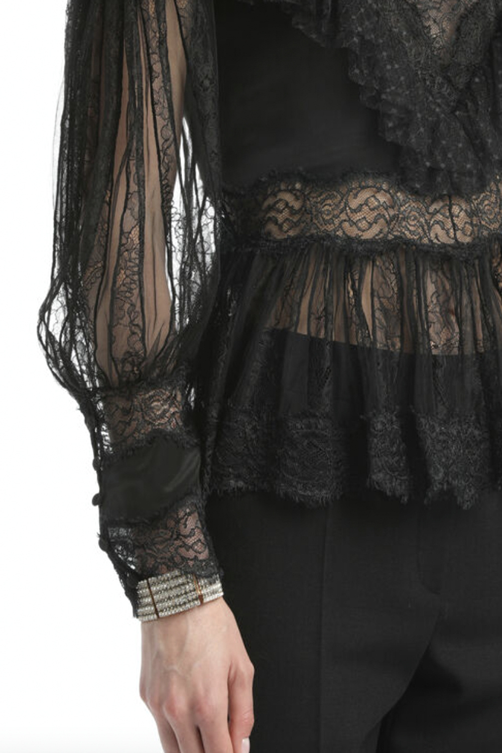 LUISA SPAGNOLI Luisa Spagnoli Lauco kanten top met lange mouw en details ZWART