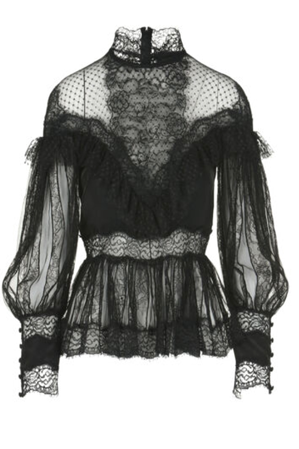 LUISA SPAGNOLI Luisa Spagnoli Lauco kanten top met lange mouw en details ZWART