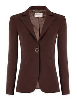 RINASCIMENTO Rinascimento blazer jacket with a button at the waist, chocolate brown / BROWN