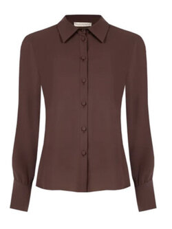 RINASCIMENTO Rinascimento blouse with buttons in the same fabric, chocolate brown / BROWN