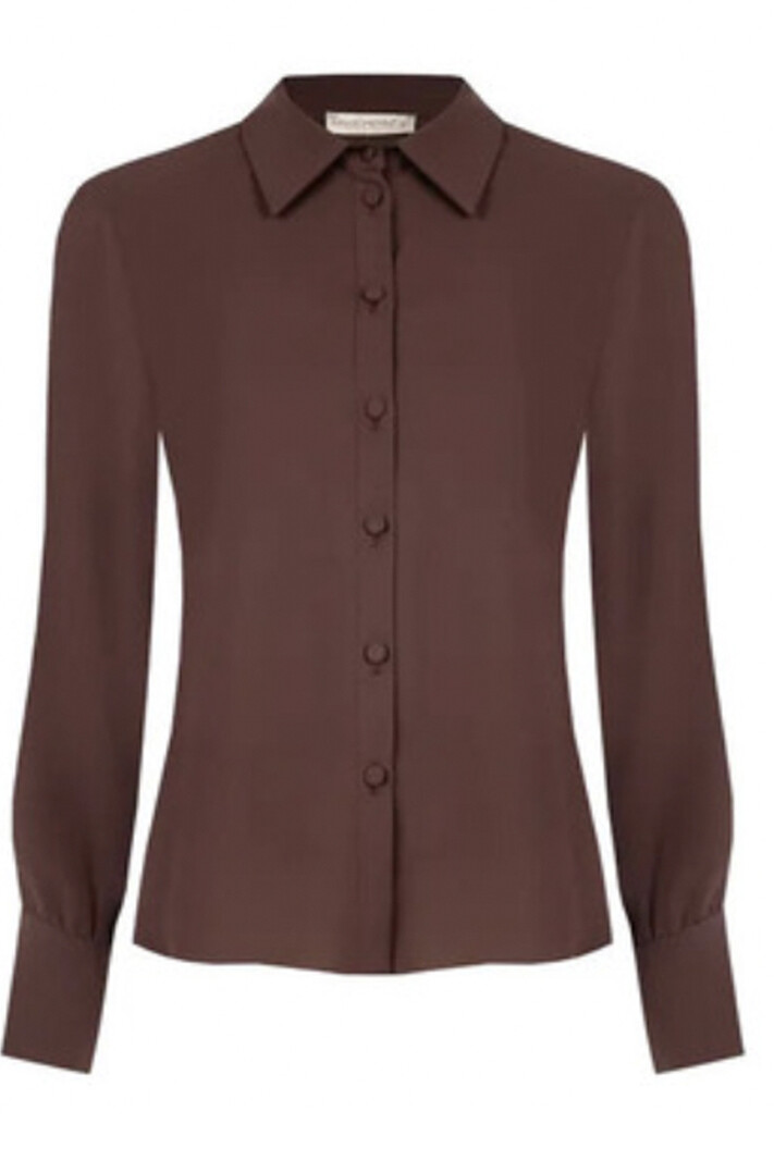 RINASCIMENTO Rinascimento blouse with buttons in the same fabric, chocolate brown / BROWN