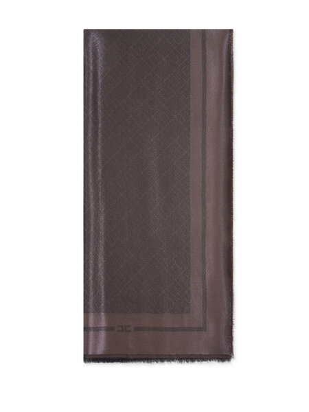 ELISABETTA FRANCHI Elisabetta Franchi scarf with logo print coffee / BROWN