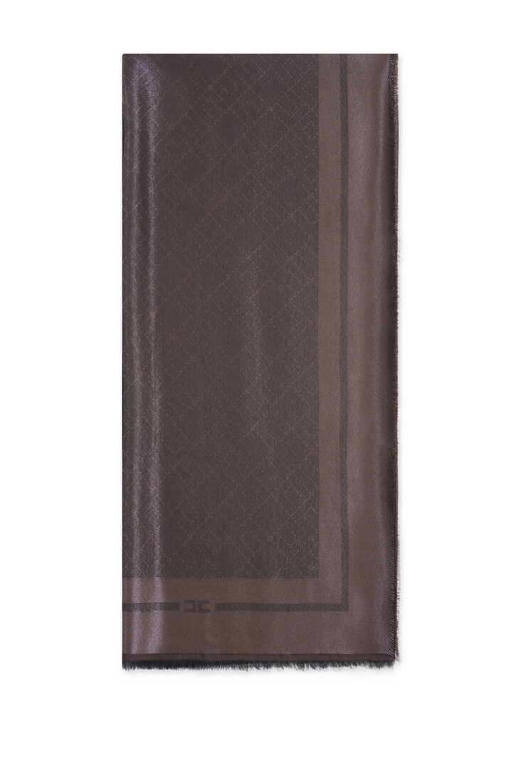 ELISABETTA FRANCHI Elisabetta Franchi sjaal in logoprint coffee / BRUIN