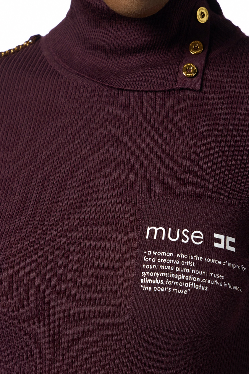 ELISABETTA FRANCHI Elisabetta Franchi coltrui met tekst op borst Merlot / BORDEAUXROOD